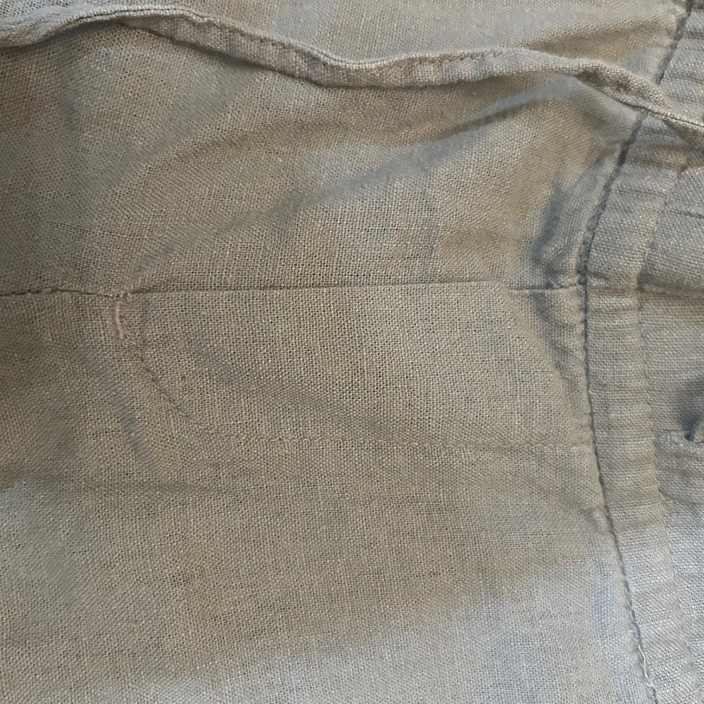 Old Navy Linen Blend Pants Womens Sage Green Drawstring Wide Leg S Petite - Picture 9 of 10